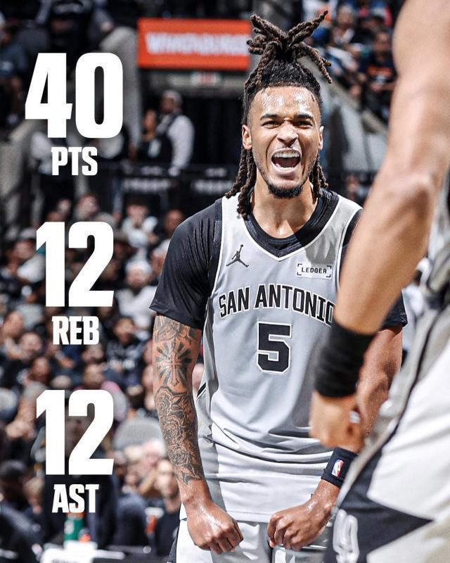 足彩-文班队友比肩张伯伦！卡斯尔轰出历史级40+三双